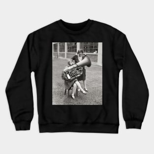 Girl Playing Tuba, 1928. Vintage Photo Crewneck Sweatshirt